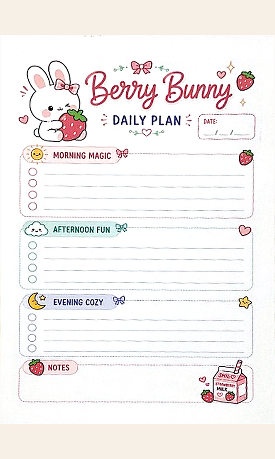 Berry Bunny Daily Plan