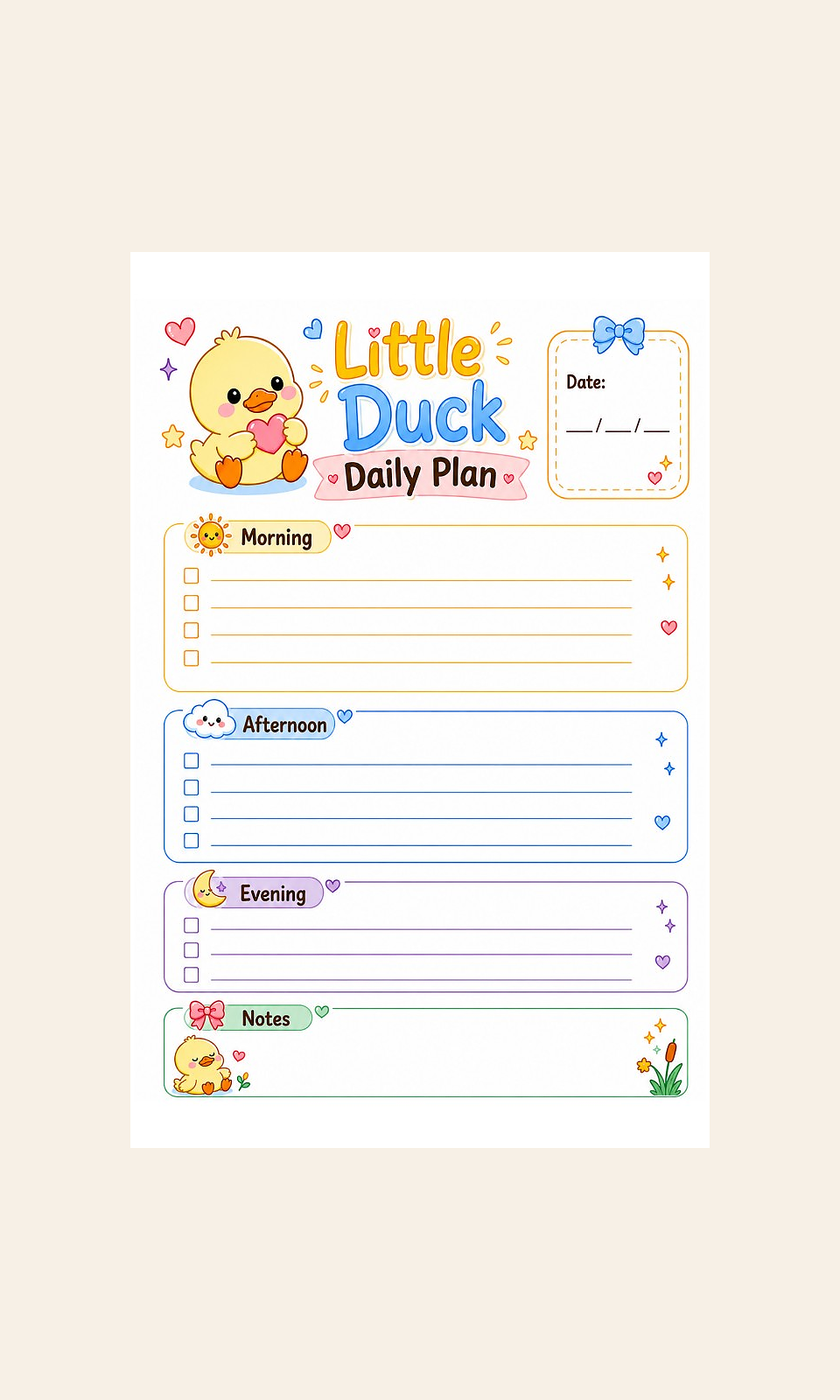 Little Duck Daily Plan